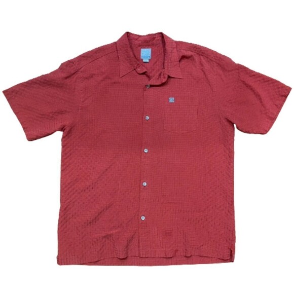 Quiksilver Vintage Button Down Casual Polyester Red Shirt Men's Size XL - Picture 1 of 8